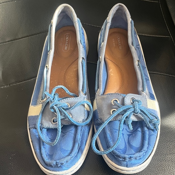 Coach Rainey Topsider Signature C Blue Boat Shoes (A0706) - Picture 1 of 10